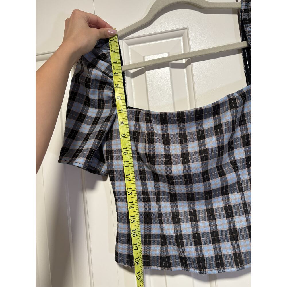 Lovers + Friends XS Plaid Puff Sleeve Square Top - Picture 5 of 9